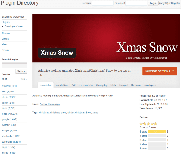 WordPress Christmas Plugins - Xmas Snow