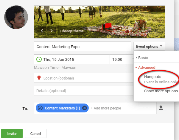 Hangout only event in Google+ Communities 