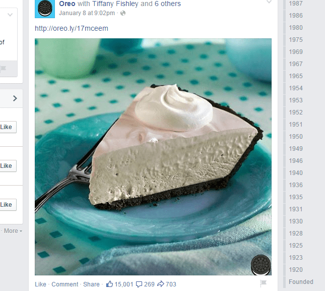 Oreo uses visual content for its posts