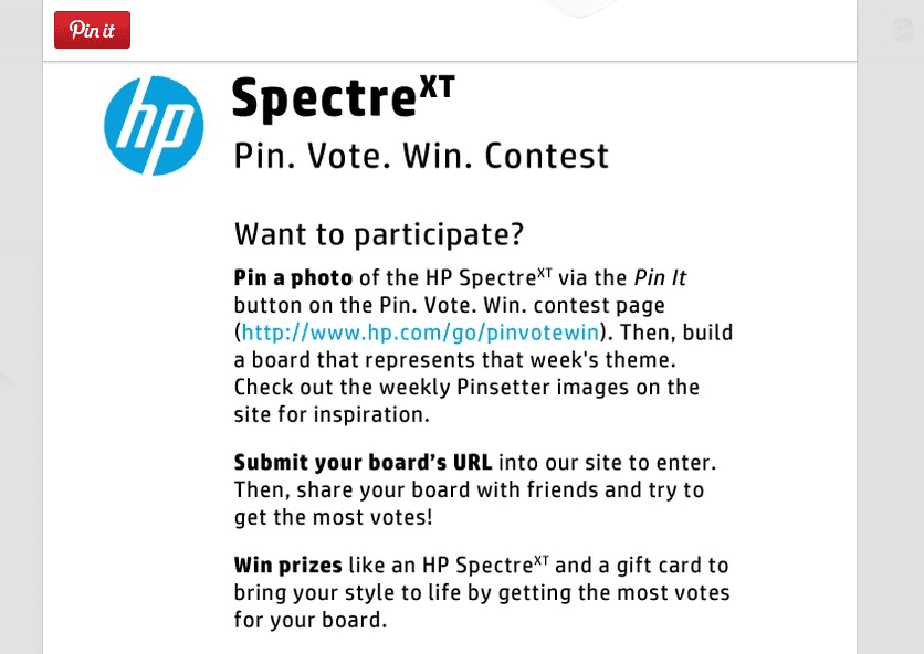 HP Used Pinterest Contest To Drive Traffic To Its Landing Page