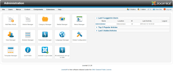 WordPress vs. Joomla – Control Panel
