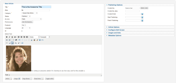 WordPress vs. Joomla – joomla Creating an Article 3