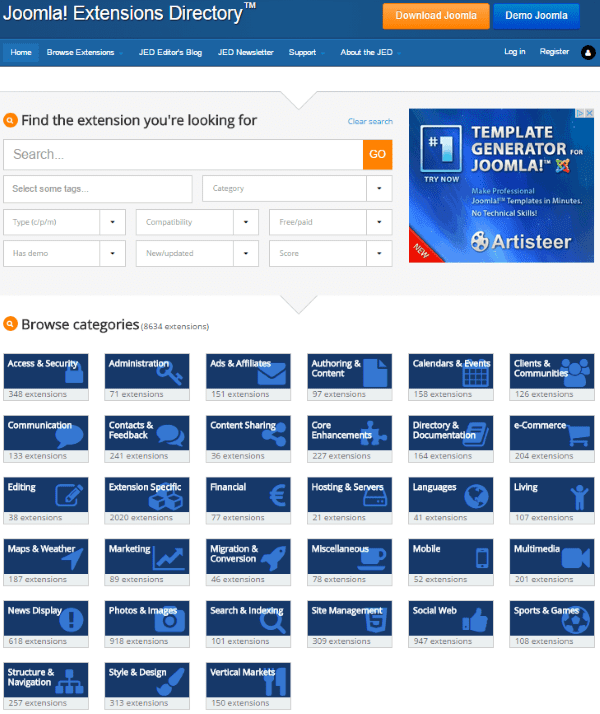 WordPress vs. Joomla – joomla extensions