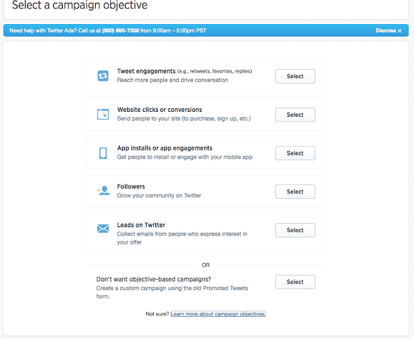 Objectives of Twitter ads