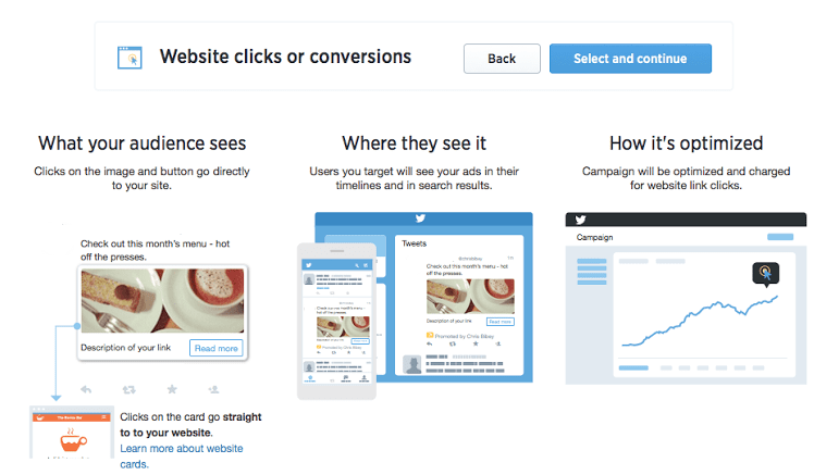 Twitter ad objective increase website clicks 