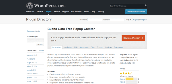 Bueno Gato Free Popup Creator