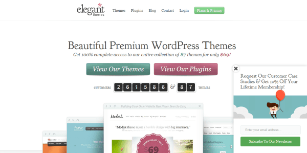 Elegant themes pop up