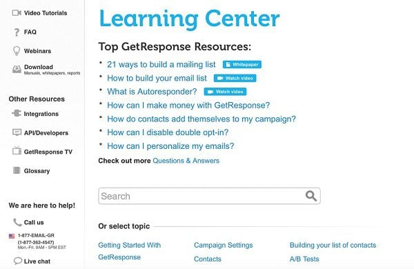 GetResponse 24x7 Learning Center
