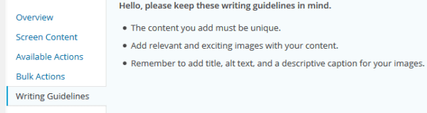 Custom Help Text in WordPress
