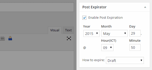 Set content expiry dates with the Post Expirator plugin