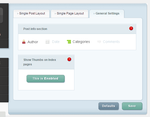 ePanel Post Page Layout settings