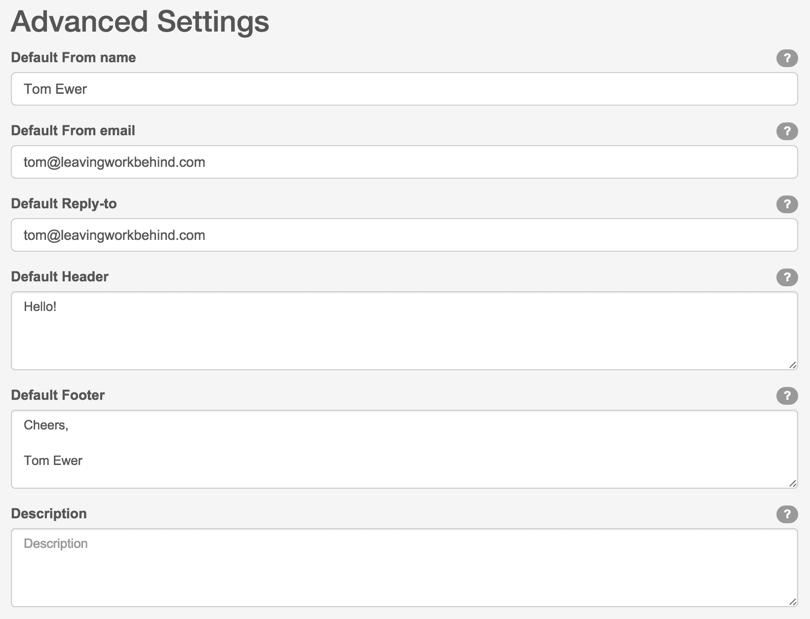 List settings