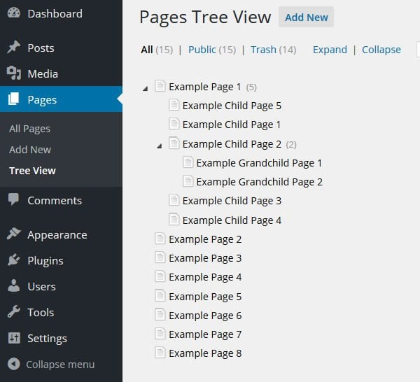 CMS Tree Page View screenshot