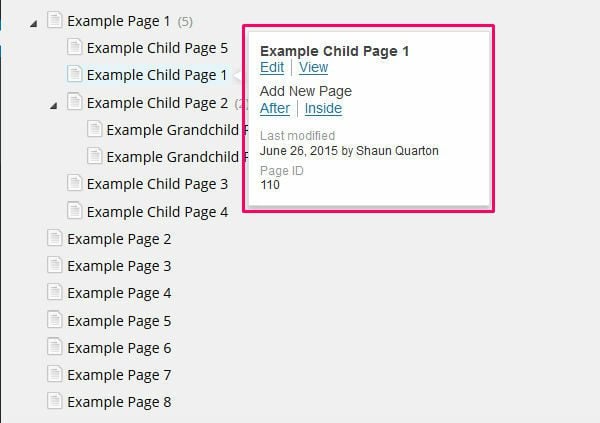 CMS Tree Page View tooltip