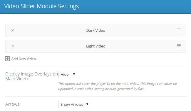 Video Slider Settings