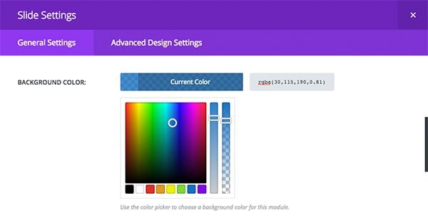 This is what the background color picker looks like in the context of an individual slide