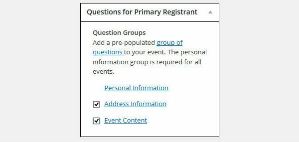 Event Espresso Question Groups