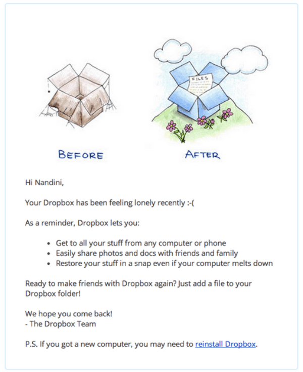 Dropbox sends trigger-based emails