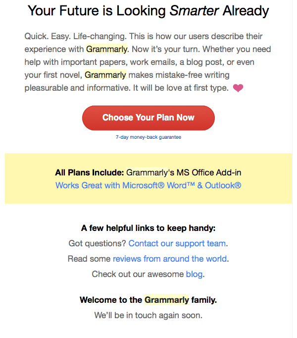 Grammarly Abandoned Cart Email