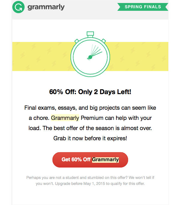 Follow-up Grammarly Abandoned Cart Email