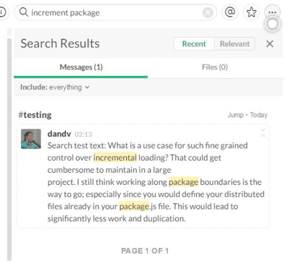 Slack search function