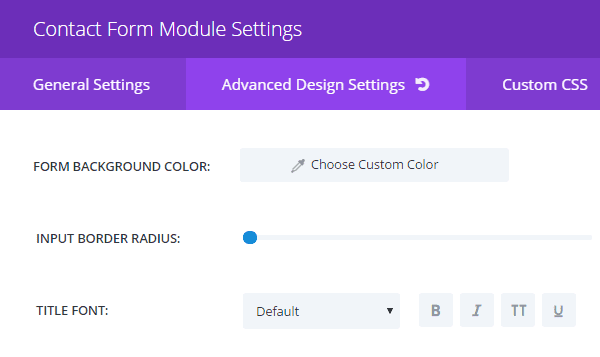 Divi Features Contact Form Settings