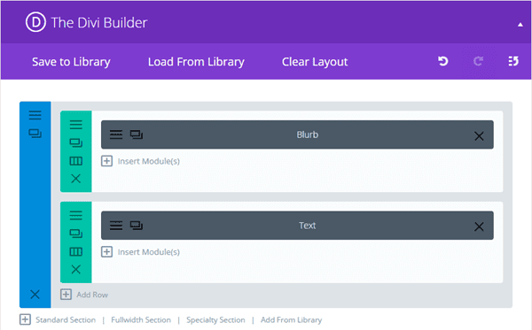 The Divi Builder interface