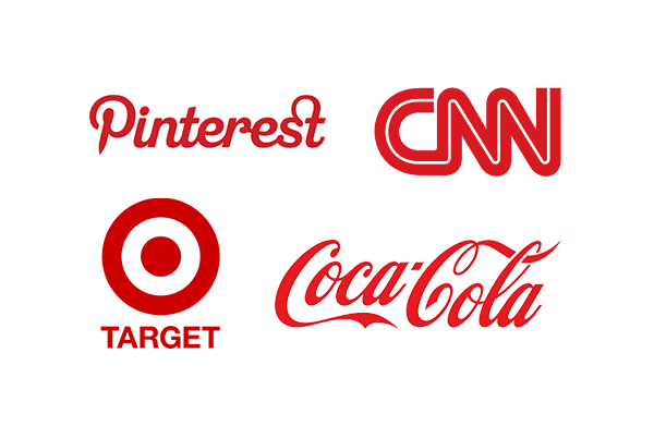 Red color stands for love, and more in a logo