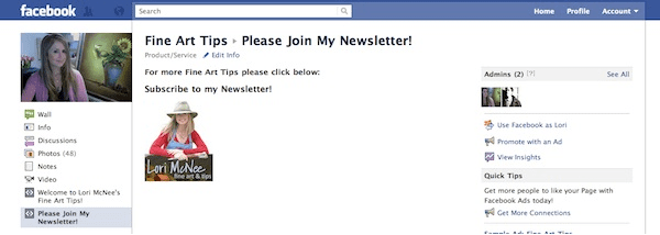 Increasing email sign ups via Facebook