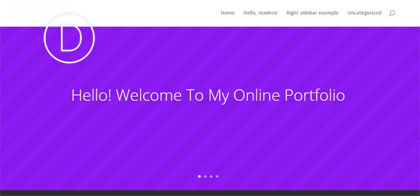 A Divi demo website with a superimposed logo.