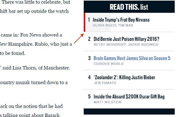 Daily Beast uses microinteraction