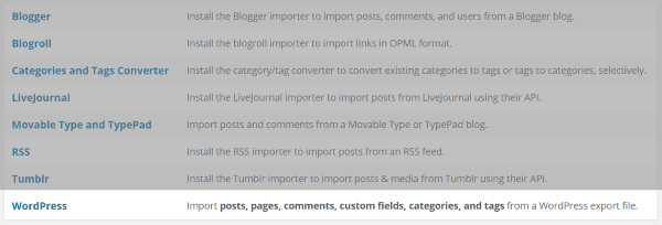 WordPress import plugins