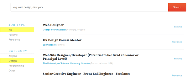 An example of reverse type in action, on the Smashing Magazine Jobs section.