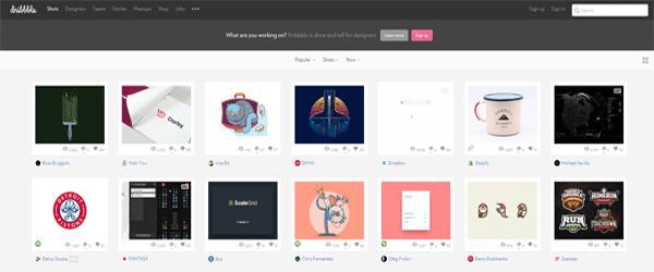 A screenshot from the Dribble homepage.