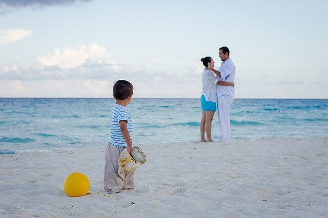 Family on beach