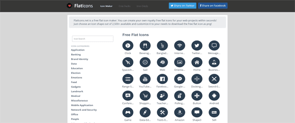A screenshot from the Flat Icons homepage.