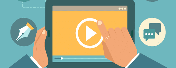 A tablet about to play a video.