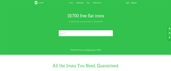 A screenshot from the Icons8 homepage.