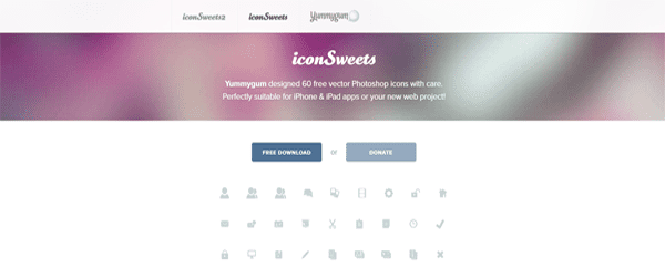 A screenshot from the iconSweets homepage.