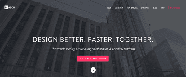 A screenshot of the InVision homepage.