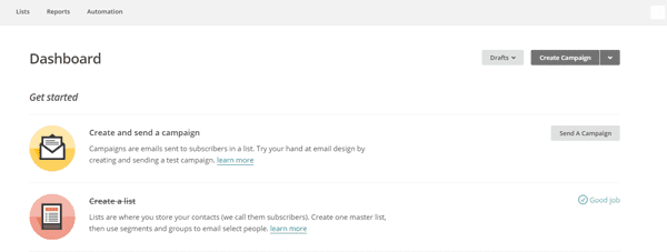 MailChimp provides a good example of a simple, clean interface.