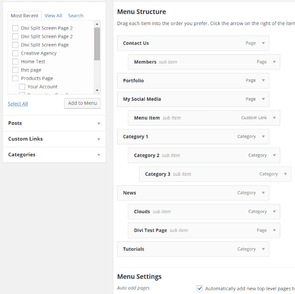 menu structure