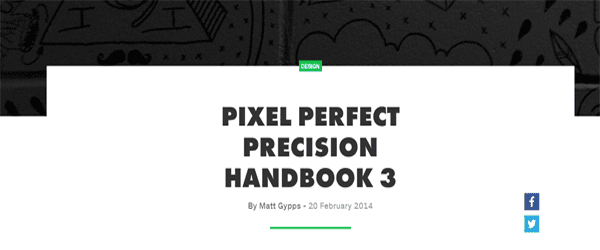 A screenshot from the Pixer Perfect Precision Handbook homepage.