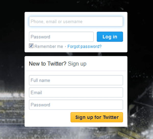 Twitter, once again providing a nice example with a short and sweet sign up form.