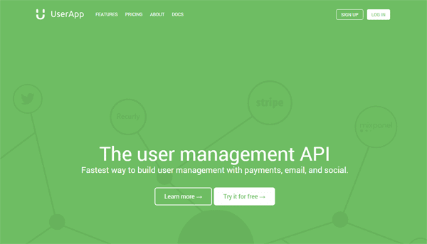 UserApp uses whitespace to highlight the "Try it for free" button.