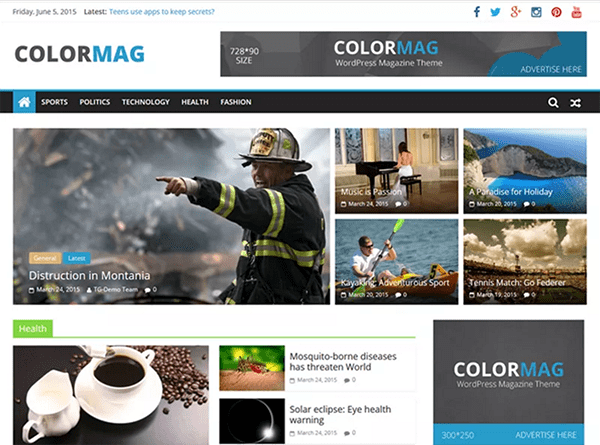 Colormag theme