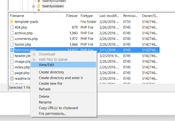 FileZilla view edit