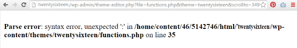 WordPress Syntax Error
