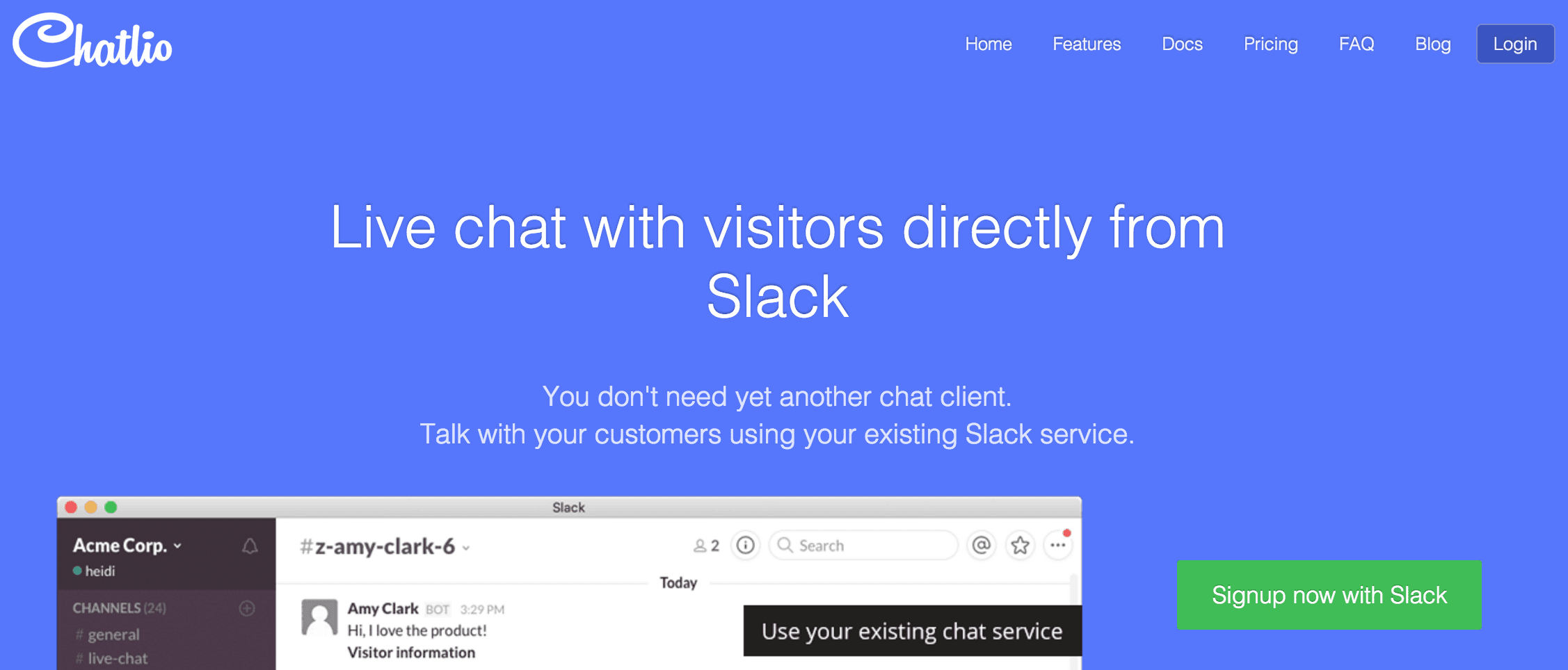 A screenshot of the Chatlio homepage.