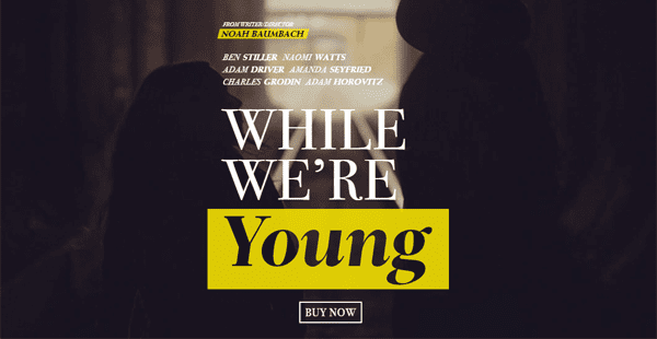 A website showing text which reads "While we're young" using contrasting colors.